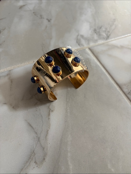 m haskell Jewelry - INC International Concepts Gold Cuff Bracelet with Dark Blue Cabochons